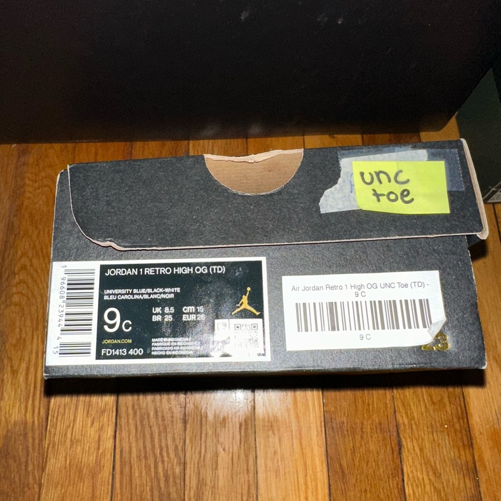 Air Jordan UNC Toe 9c TD Worn